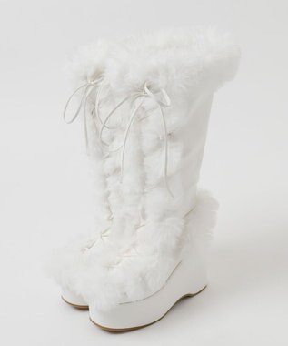 WEGO レースアップボリュームファーロングブーツ ホワイト