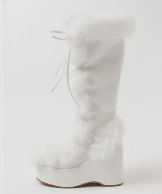 WEGO レースアップボリュームファーロングブーツ ホワイト