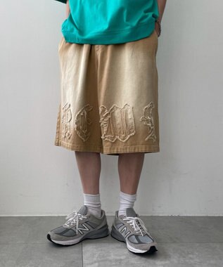 WEGO ツイルブラスト加工ワイドショートパンツ ベージュ