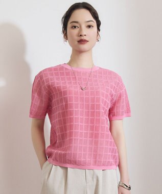 自由区 L 【ワコールコラボ・2点SET】シアーチェックニット プルオーバー