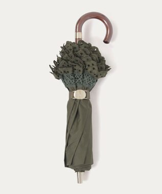 MOONBAT 【遮光/晴雨兼用日傘】POLO RALPH LAUREN(ポロ ラルフローレン) エンブフリル 折りたたみ傘 楽折 遮熱 UV カーキー