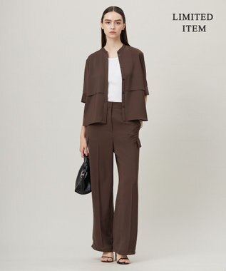 ICB L 【WEB限定・接触冷感・UVケア・吸水速乾・防シワ・洗える】 ドレープツイル クロップドシャツ チョコレート系