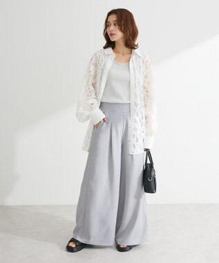 Green Parks ・ＥＬＥＮＣＡＲＥ　ＤＵＥ　リネンライクワイドパンツ Charcoal Gray