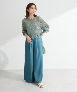 Green Parks ・ＥＬＥＮＣＡＲＥ　ＤＵＥ　リネンライクワイドパンツ Charcoal Gray