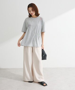 Green Parks ・ＥＬＥＮＣＡＲＥ　ＤＵＥ　リネンライクワイドパンツ Charcoal Gray