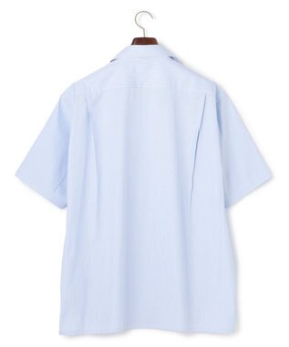 J.PRESS MEN 【J.PRESS ORIGINALS】Broad Stripe Open Half Sleeve Shirt / Baggy-Fit サックスブルー系1