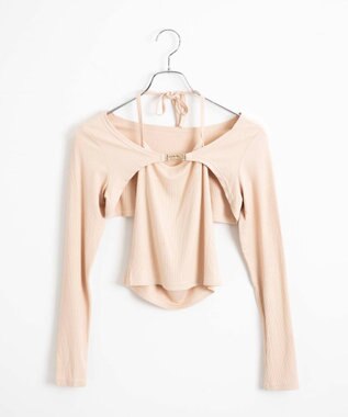 WEGO 【２点セット】カーデ付きアンサンブル ベージュ