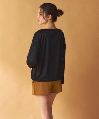 OP／FILA 【Ocean Pacific】ドロスコード付き長袖ラッシュガード　上下2点セット ブラック