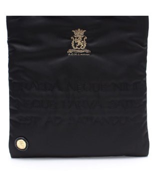 A.D.M.J. 【高密度ナイロン】ステッチ刺しゅうフラットトート22cm(チェーン付) BLACK