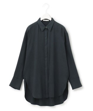 ICB 【洗える】 フィブリルツイル ロングシャツ ブラック系