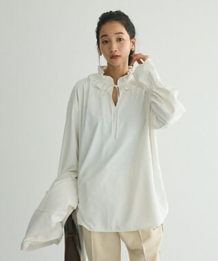 CRAFT STANDARD BOUTIQUE デシンフリル刺繍スリーブブラウス Off White