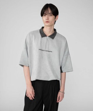 WEGO 【ユニセックス着用ITEM/MLサイズ展開】フェイクスウェードドルマンハーフZIPT（SS） ライトグレー