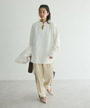 CRAFT STANDARD BOUTIQUE デシンフリル刺繍スリーブブラウス Off White