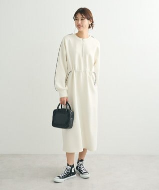 Green Parks ハーフＺＩＰトラックワンピース Ivory