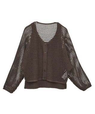earth music&ecology ＳＥＴ２点メッシュニットカーディガン＋ビスチェ Brown