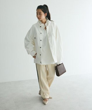CRAFT STANDARD BOUTIQUE デシンフリル刺繍スリーブブラウス Off White