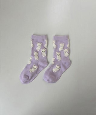 ANY KIDS 【3点セット】ソックス （ネコ・リボン） ラベンダー