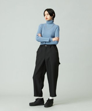 J.PRESS YORK STREET 【WOMEN】ANTI PILLING WOOL リブタートルニット サックスブルー系