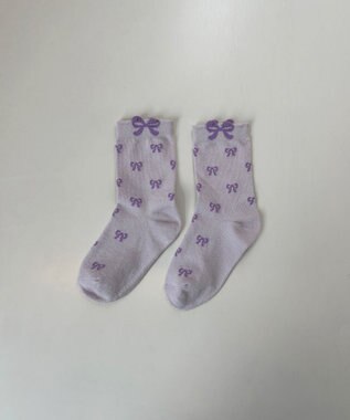 ANY KIDS 【3点セット】ソックス （ネコ・リボン） ラベンダー