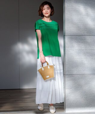 23区 【CLASSY.6月号掲載/Oggi4月号掲載】雑材 バンブー ハンドル ショルダー ホワイトミックス