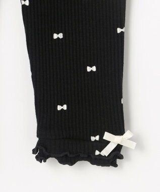 ANY KIDS 総柄テレコ レギンス ブラック×リボン