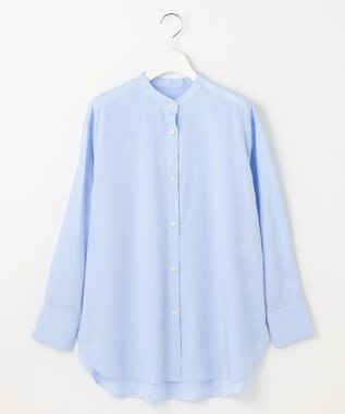 自由区 【洗える】SOMELOSバンドカラー ブラウス サックス