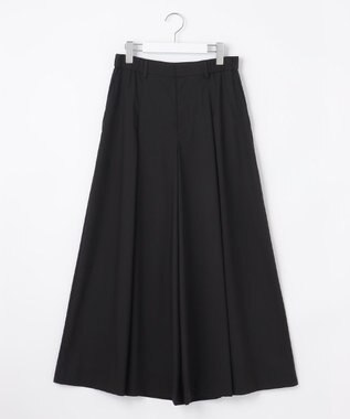 自由区 【XSサイズ～/洗える】ストレッチタイプライター ワイドパンツ ブラック系