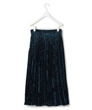 ICB 【洗える】 シアーベルベット プリーツスカート スレートブルー系