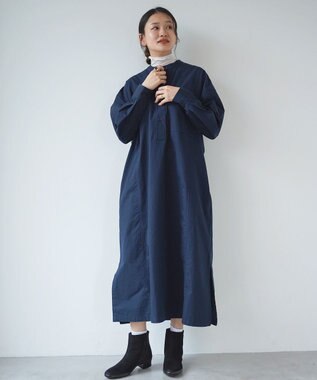 WHITE MAILS COTTON PAPER DUMP BAND COLLAR OVERSIZED シャツドレス コン
