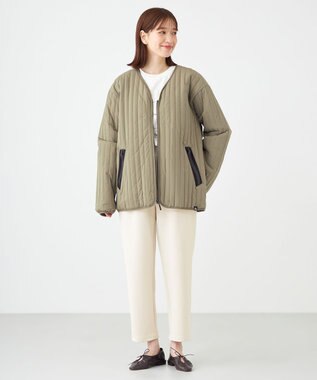 SHARE PARK LADIES 【UNISEX】キルティング蓄熱中綿 Ｖカーディガン（Mサイズ） カーキ