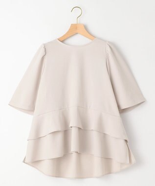 組曲 L 【接触冷感・吸湿・UVカット】ジョーゼットジャージーフリルブラウス サンドベージュ系