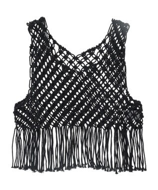 Green Parks マクラメベスト Black