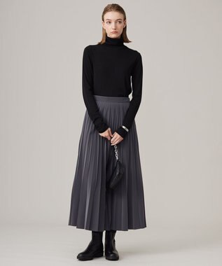 ICB L 【洗える】リヨセルカシミヤスムース ハイネックカットソー ブラック系