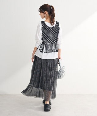 Green Parks マクラメベスト Black