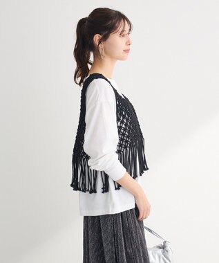 Green Parks マクラメベスト Black