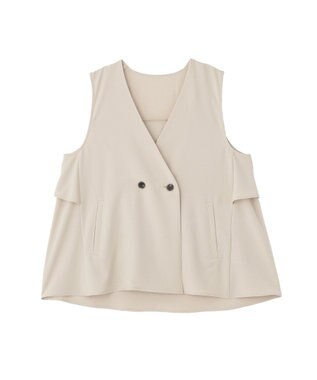 Green Parks イージーケアバックフリルジレ Ecru