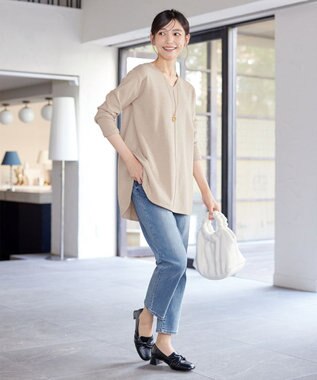 Tiaclasse 【安田美沙子さん着用・新色追加・洗える】ラウンドヘムニットチュニック グレージュ