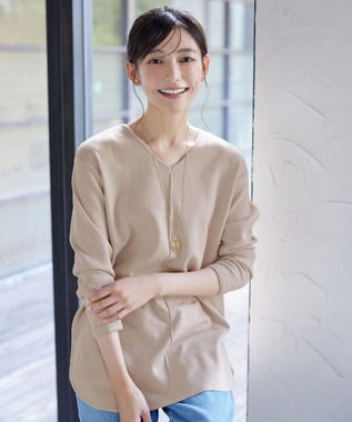 Tiaclasse 【安田美沙子さん着用・新色追加・洗える】ラウンドヘムニットチュニック グレージュ