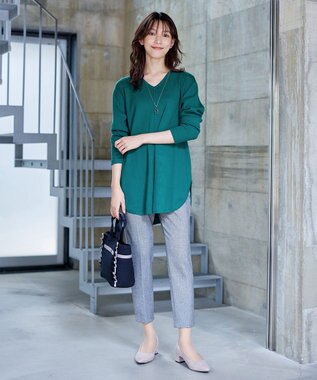 Tiaclasse 【安田美沙子さん着用・新色追加・洗える】ラウンドヘムニットチュニック グリーン