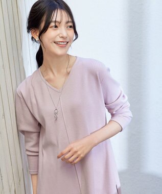 Tiaclasse 【安田美沙子さん着用・新色追加・洗える】ラウンドヘムニットチュニック ラベンダー