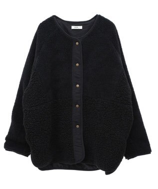 earth music&ecology 粒違い切替ボアブルゾン Black