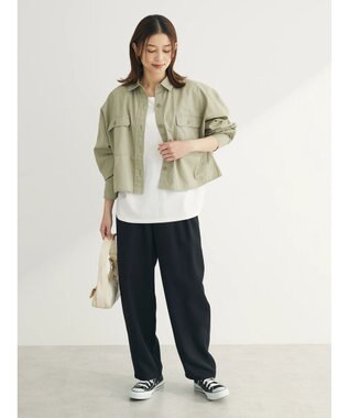 Green Parks ショート丈ワイドシャツ Olive