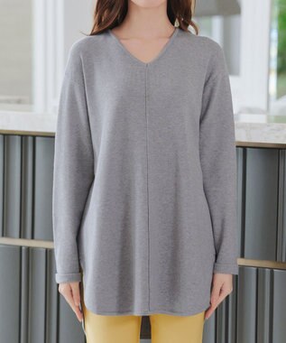 Tiaclasse 【安田美沙子さん着用・新色追加・洗える】ラウンドヘムニットチュニック グレー