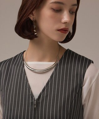 GRACE CONTINENTAL ストライプジャージワンピース グレー