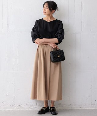 23区 S 【新色追加/洗える】スムースデザイン パフスリーブ カットソー ブラック系