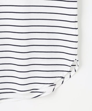 J.PRESS LADIES S ベーシックジャージー ボーダー ロングＴシャツ カットソー ホワイト系1