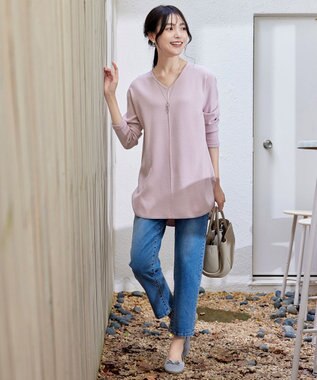 Tiaclasse 【安田美沙子さん着用・新色追加・洗える】ラウンドヘムニットチュニック ラベンダー