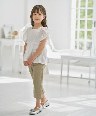 組曲 KIDS 【110-140㎝】レースペプラム ブラウス オフホワイト