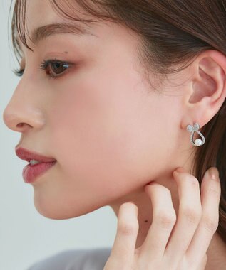 Tiaclasse 【金属アレルギー対応／選べる2タイプ】リボン＋パールピアス シルバーB