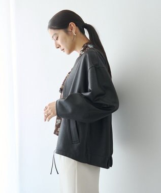 YECCA VECCA レザーライクノーカラーブルゾン Black